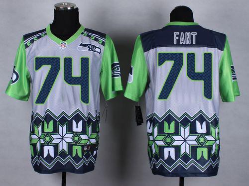 Nike Seahawks #74 George Fant Grey Men's Stitched NFL Elite Noble Fashion Jersey - Click Image to Close